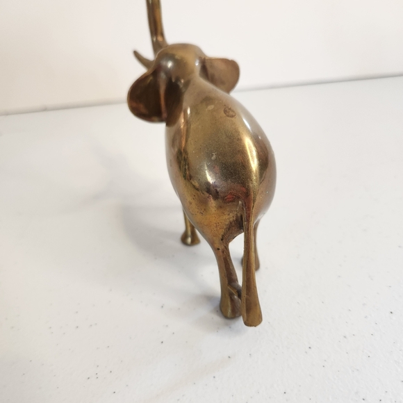 Vintage Mid Century Modern MCM Brass Elephant Figurine Statue 1960s Trunk Up - Picture 3 of 8